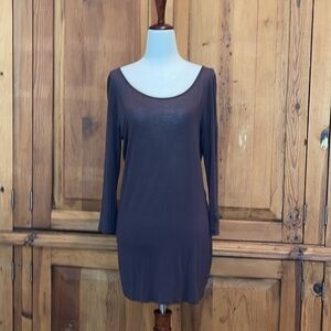 ENTI Lightweight Viscose Chocolate Brown Pullover Blouse/Tunic Length Sz. MD.